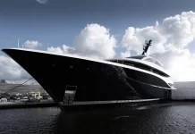 Feadship Project 714 leaves the construction shed